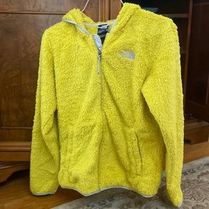 Fuzzy north face women’s jacket with hood